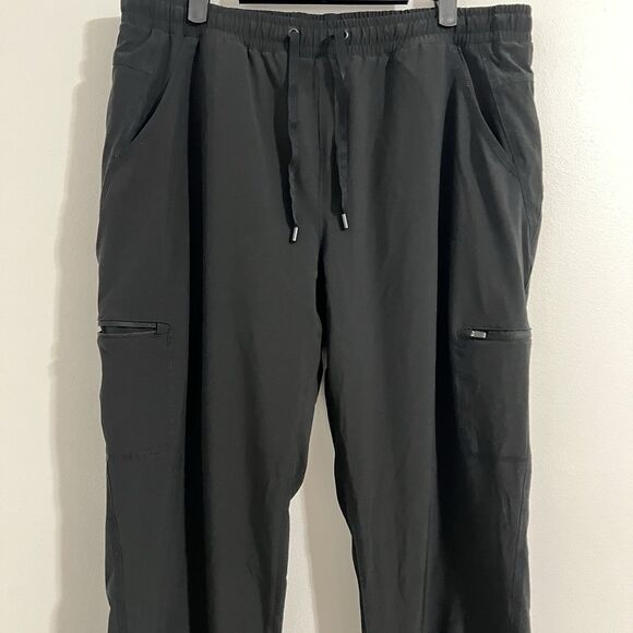 Eddie Bauer Women's Lined Pull On Pants Size 14 Black Polar Fleece Outdoor Hike - Picture 3 of 8